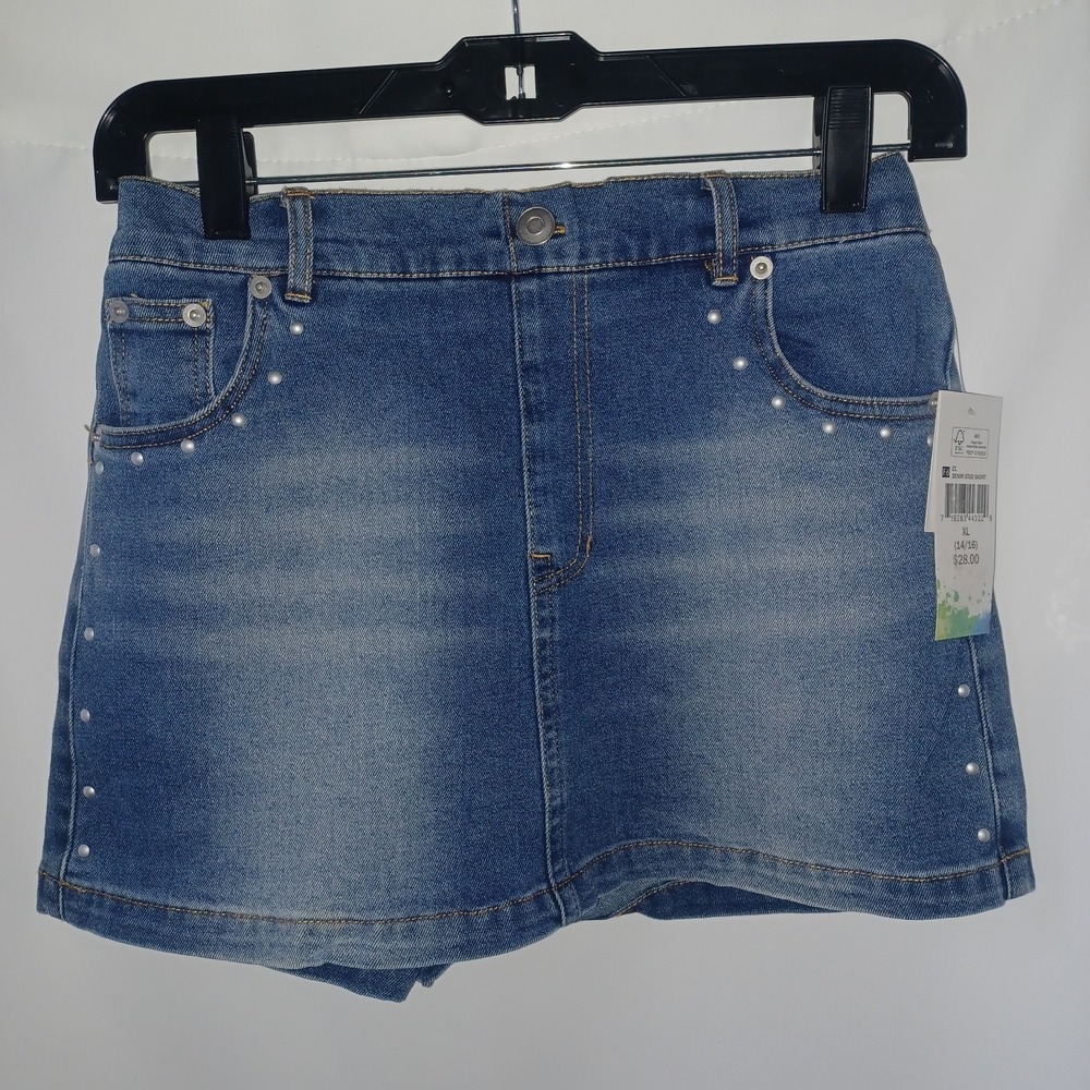 Girls 14/16 Denim Stud Skort Flattering Vintage Inspired Western Cowgirl